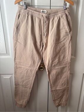TAYLOR STITCH The Apres Lounge Jogger Pant Khaki Organic Cotton Double Cloth M